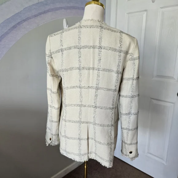 Ann Taylor | 10 | Raw Hem Windowpane Tweed Blazer - Picture 5 of 14